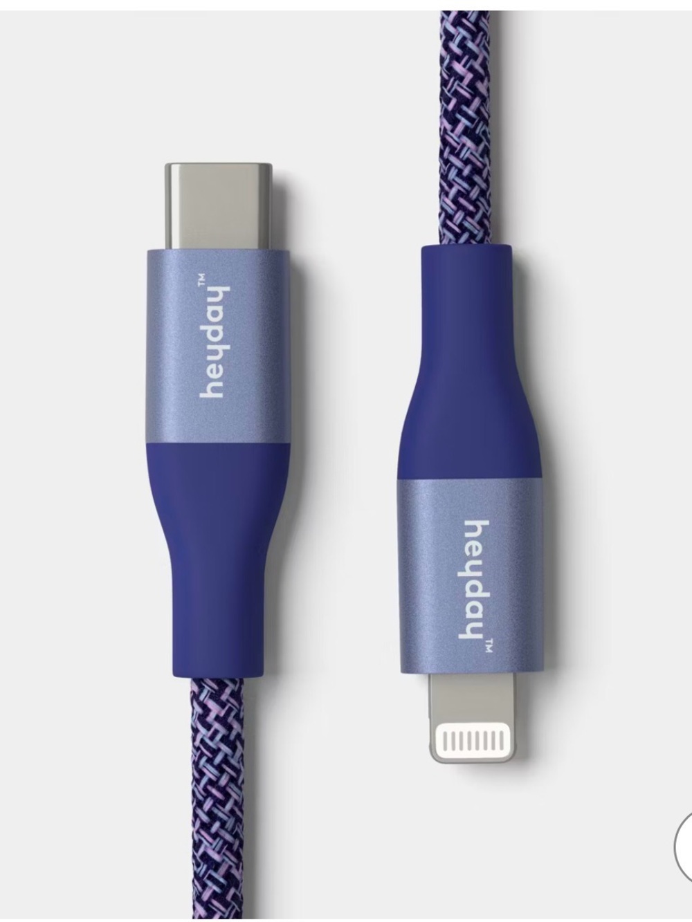 heyday 6ft Braided USB-C to Lightning Cable in Deep Purple